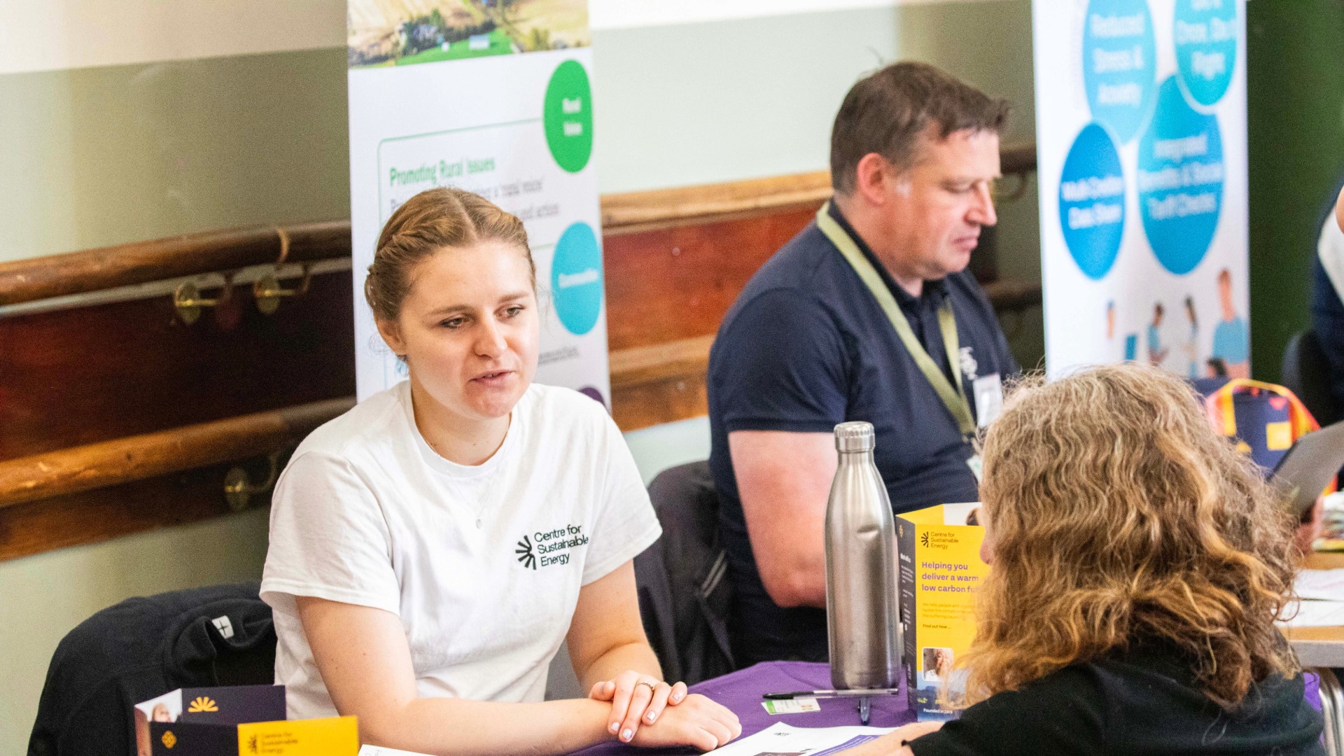 Image of woman from Centre for Sustainable Energy offering support and advice.